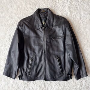 VTG 90s Y2K Danier Men Black Leather Bomber Field Jacket SMALL Moto Classic